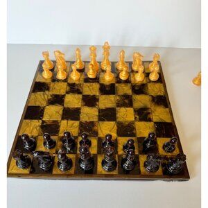 Handmade Chess Set Epoxy Resin Black Gold Has Issues